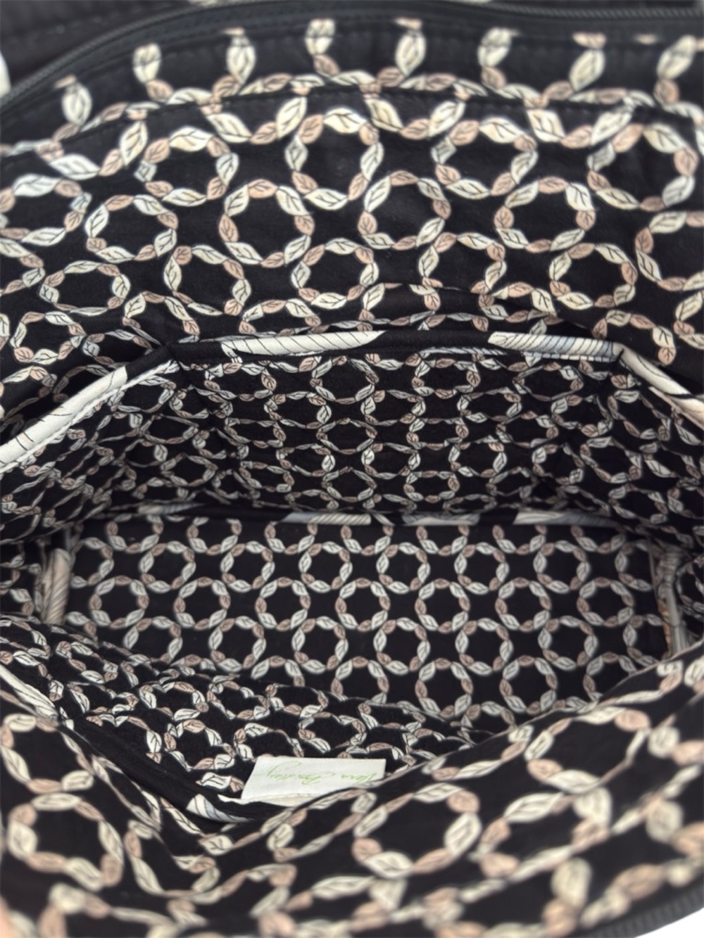 Vera Bradley Camellia Quilted Tote Bag Black Cream Floral Retired Pattern - Picture 4 of 5